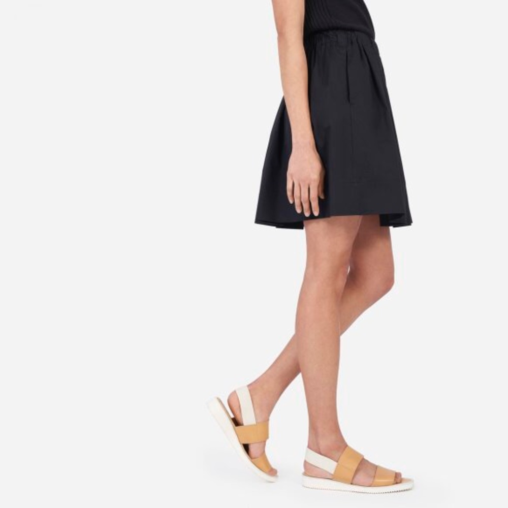 Everlane Pleated Cotton Poplin Circle Skirt Black - Picture 2 of 6